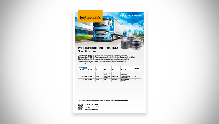 PHOENIX Luftfedern Produktneuheiten 08/2025
